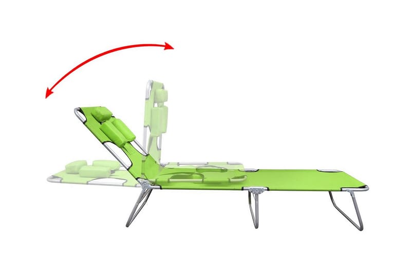 Hopfällbar solsäng med huvudkudde pulverlackerat stål grön - Grön - Solsäng & Solvagnar