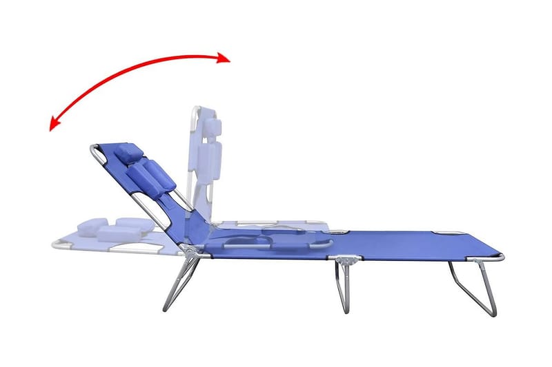 Hopfällbar solsäng med huvudkudde pulverlackerat stål blå - Blå - Utemöbler - Utestol & trädgårdsstol - Solsäng & Solvagnar