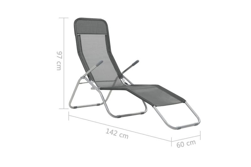 Hopfällbara solsängar 2 st textilene antracit - Grå - Solsäng & Solvagnar