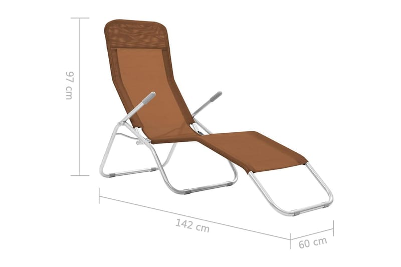 Hopfällbara solsängar 2 st textilene taupe - Brun - Utemöbler - Utestol & trädgårdsstol - Solsäng & Solvagnar