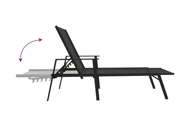 Solsäng stål och textilentyg svart - Svart - Solsäng & Solvagnar