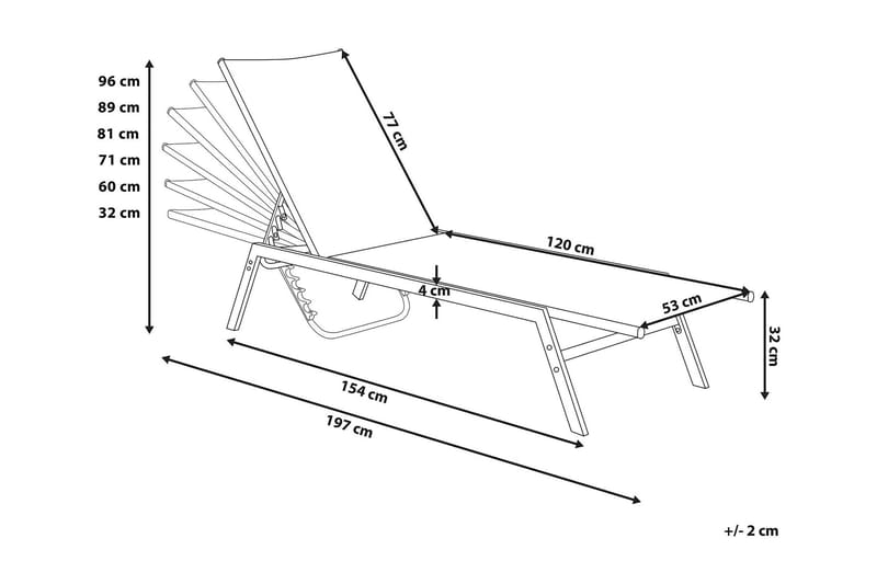 Tawonna Solsäng 197 cm - Blå - Utemöbler - Utestol & trädgårdsstol - Solsäng & Solvagnar