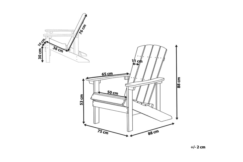 Adirondack Däckstol 88|75|88 cm - Ljusblå - Utemöbler - Utestol & trädgårdsstol - Solstolar - Däckstol