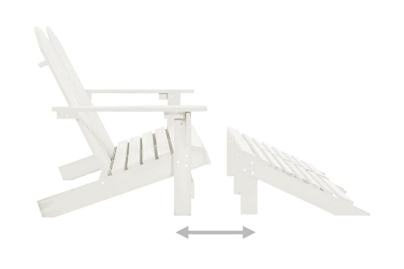 Adirondackstol med fotpall 2-sits vit granträ - Vit - Utemöbler - Utestol & trädgårdsstol - Solstolar - Däckstol