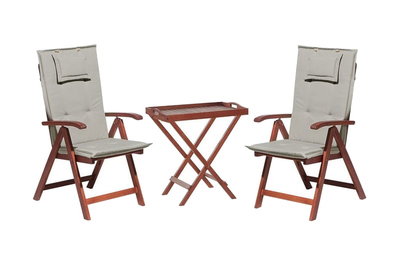 Balkongset av bord och 2 stolar med dynor TOSCANA - Trä/natur - Utemöbler barn - Balkonggrupp & balkongset - Cafeset