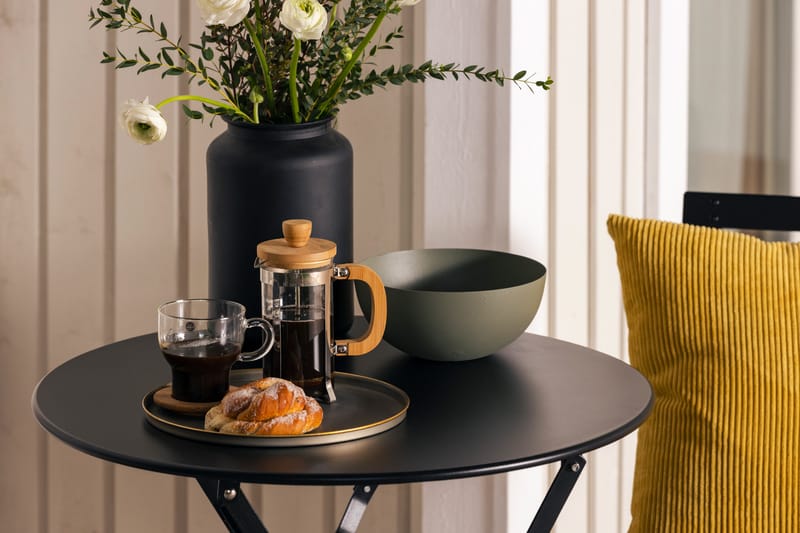 Brunshuse Caféset 60 cm Rund + 2 Klappstolar Utomhus - Svart - Utemöbler - Utegrupp - Cafeset