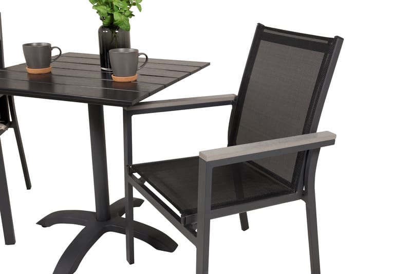 Colorado Caféset 70 cm + 2 Parma Karmstolar - Svart - Utemöbler - Balkong - Balkongmöbler - Balkonggrupp & balkongset