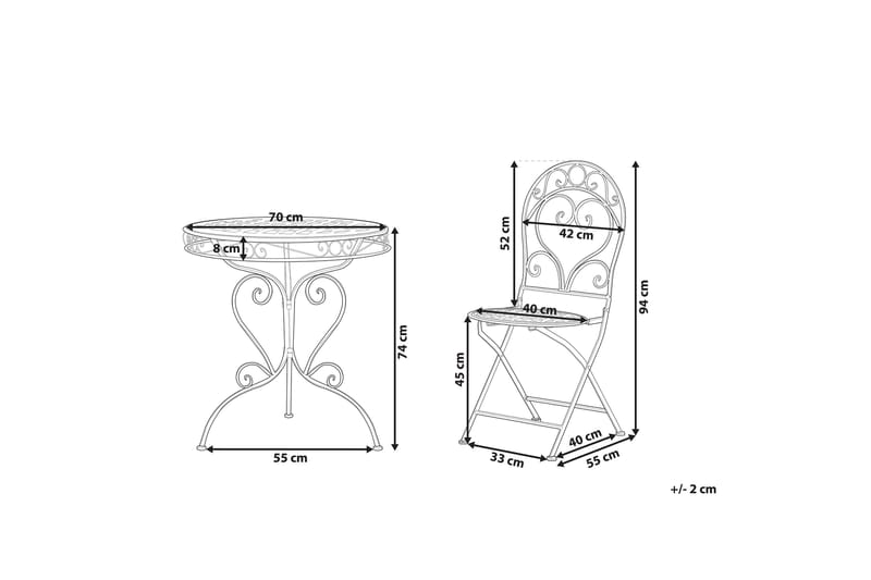 Courville Caféset - Rosa - Utemöbler - Utegrupp - Cafeset