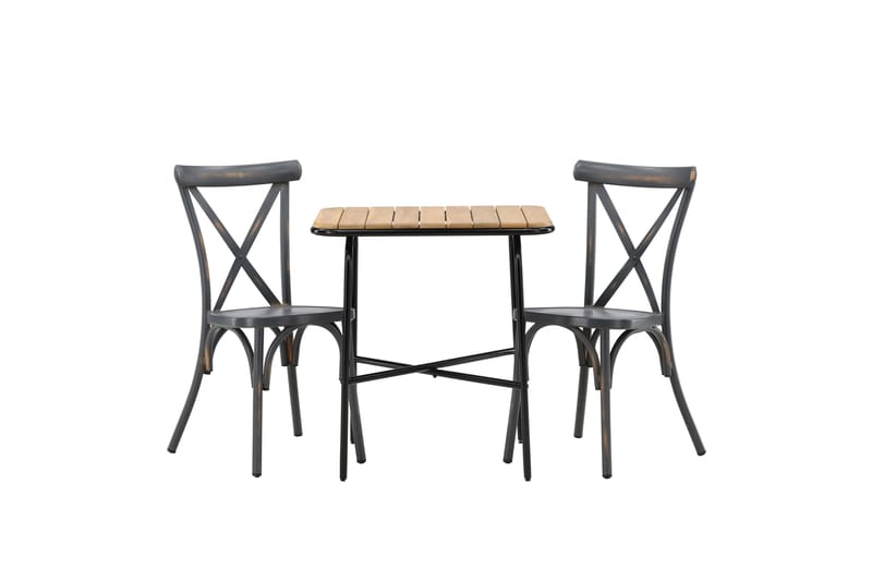 Holmbeck Caféset 70 cm + 2 st Tablas Matstolar - Brun/Mörkgrå - Utemöbler - Balkong - Balkongmöbler - Balkonggrupp & balkongset