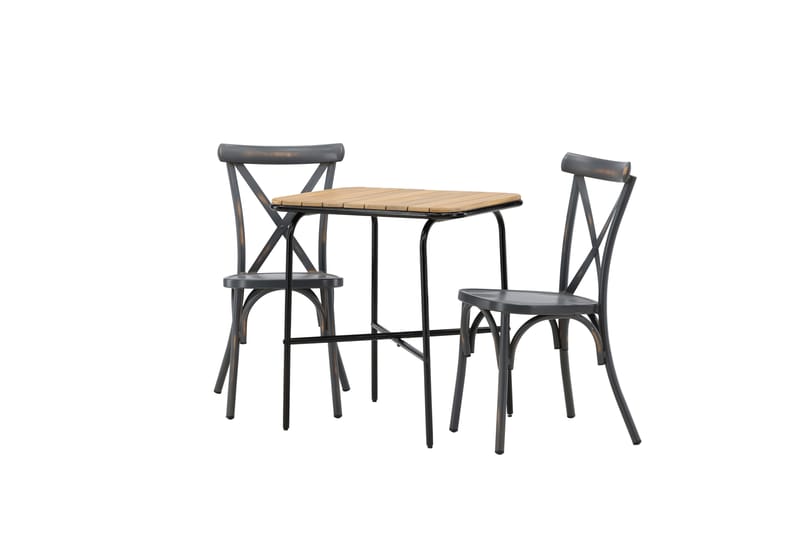 Holmbeck Caféset 70 cm + 2 st Tablas Matstolar - Brun/Mörkgrå - Utemöbler - Balkong - Balkongmöbler - Balkonggrupp & balkongset