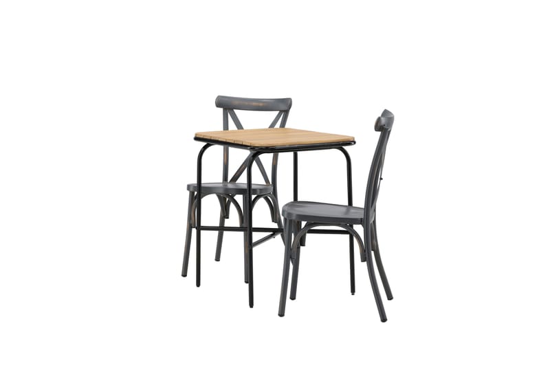 Holmbeck Caféset 70 cm + 2 st Tablas Matstolar - Brun/Mörkgrå - Utemöbler - Balkong - Balkongmöbler - Balkonggrupp & balkongset