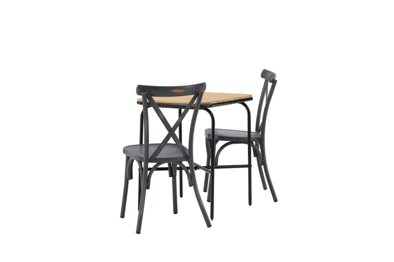 Holmbeck Caféset 70 cm + 2 st Tablas Matstolar - Brun/Mörkgrå - Utemöbler - Balkong - Balkongmöbler - Balkonggrupp & balkongset