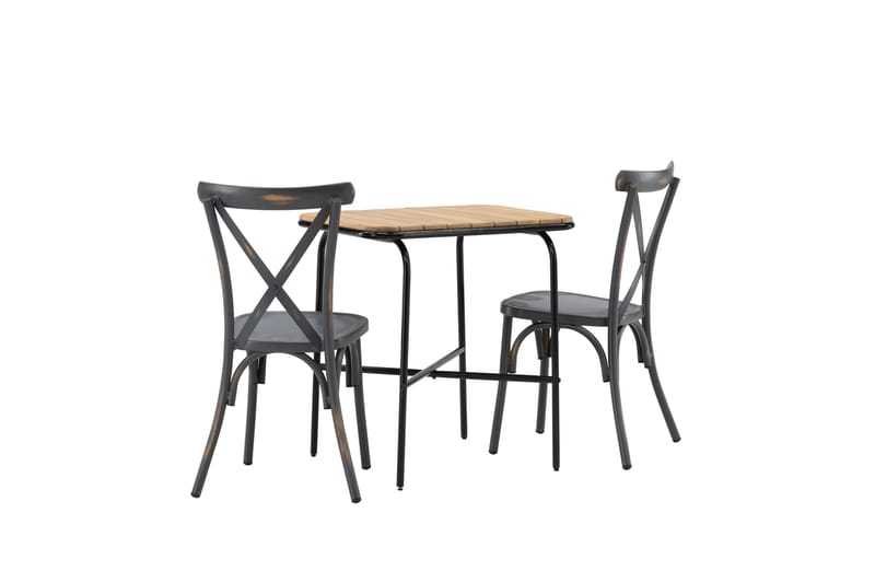 Holmbeck Caféset 70 cm + 2 st Tablas Matstolar - Brun/Mörkgrå - Utemöbler - Balkong - Balkongmöbler - Balkonggrupp & balkongset