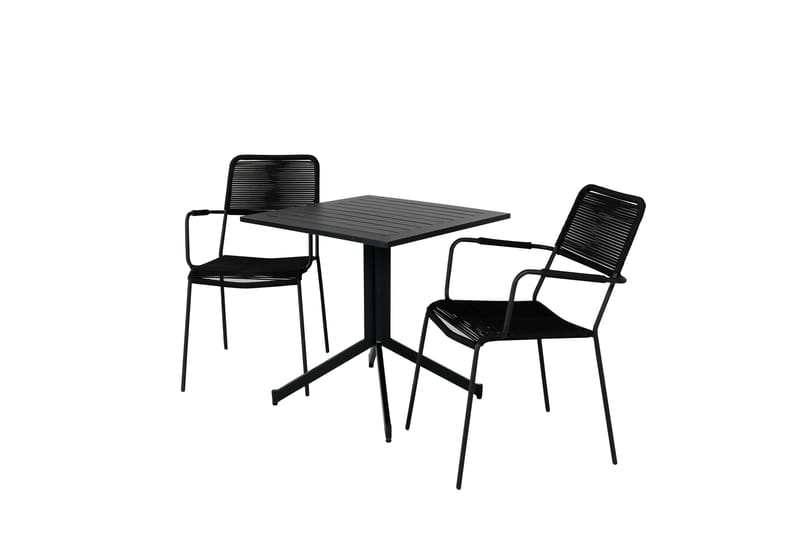 Way Caféset 70 cm + 2 Lindos Karmstolar - Svart/Brun - Utemöbler - Balkong - Balkongmöbler - Balkonggrupp & balkongset