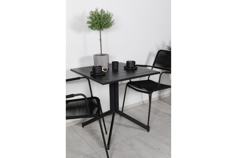 Way Caféset 70 cm + 2 Lindos Karmstolar - Svart/Brun - Utemöbler - Balkong - Balkongmöbler - Balkonggrupp & balkongset