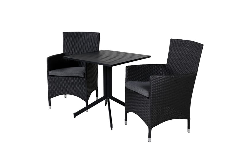 Way Caféset 70 cm + 2 Malin Karmstolar - Svart - Utemöbler - Balkong - Balkongmöbler - Balkonggrupp & balkongset