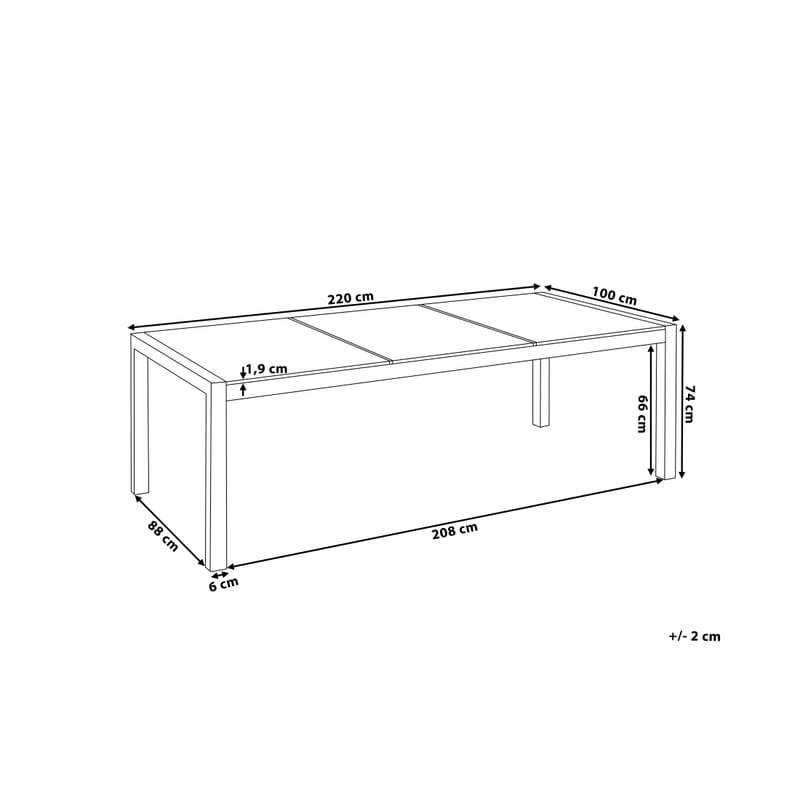 Bacoli Matgrupp 220 cm + 8 Stolar - Grå - Utemöbler - Utegrupp - Matgrupp utomhus