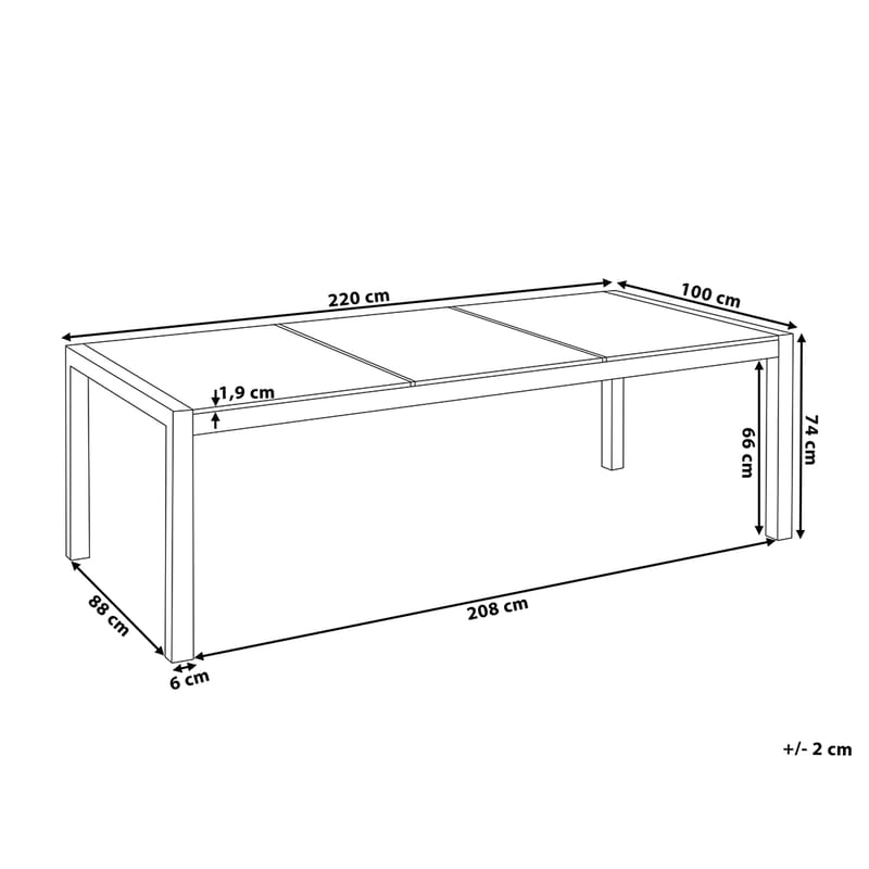 Bacoli Matgrupp Utomhus 220 cm + 8 Utestolar - Svart - Utemöbler - Utegrupp - Matgrupp utomhus