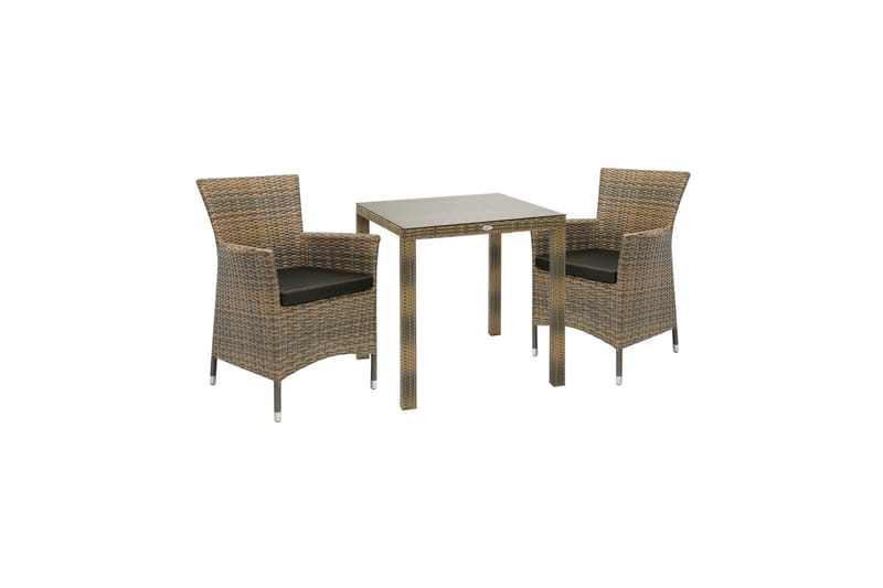 Möbelset WICKER bord och 2 stolar 73x73xH71cm - Matgrupp utomhus