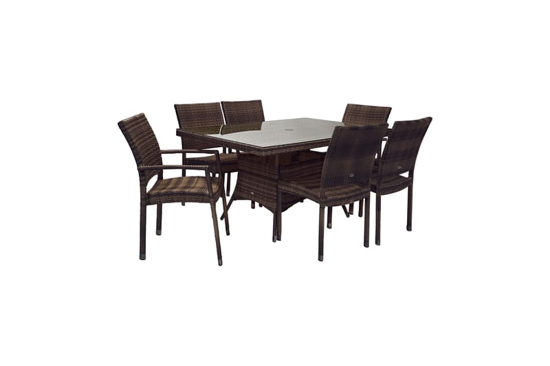 Möbelset WICKER bord och 4 + 2 stolar aluminium - Matgrupp utomhus