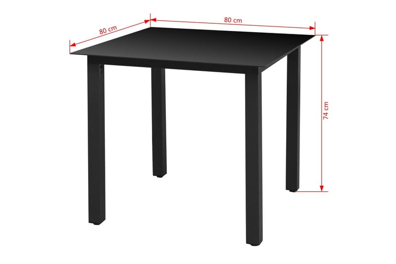 Matgrupp för trädgården med dynor 9 delar aluminium svart - Flerfärgad - Matgrupp utomhus