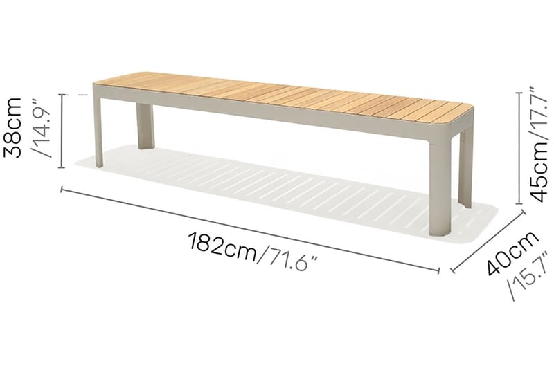 Portals Matgrupp 209 cm + 2 Bänkar - Vit/Trä - Matgrupp utomhus