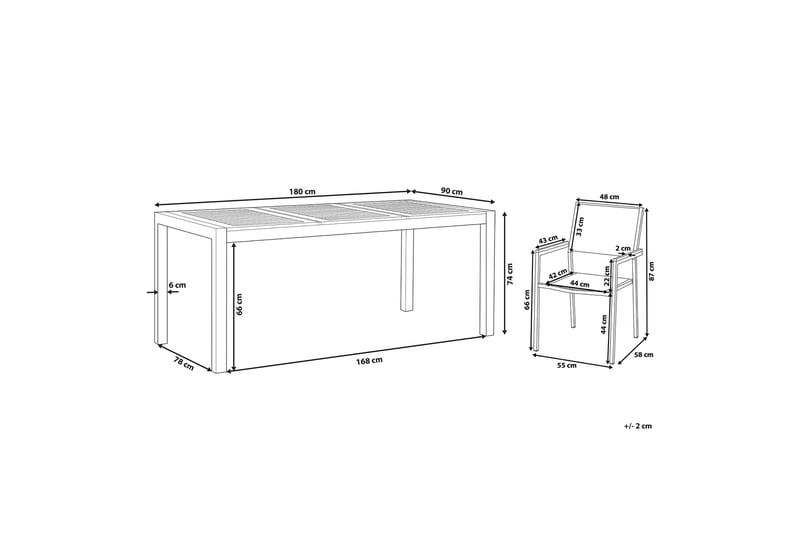 Ristinge Matgrupp 180 cm + 6 Stolar - Svart/Konstrotting - Matgrupp utomhus