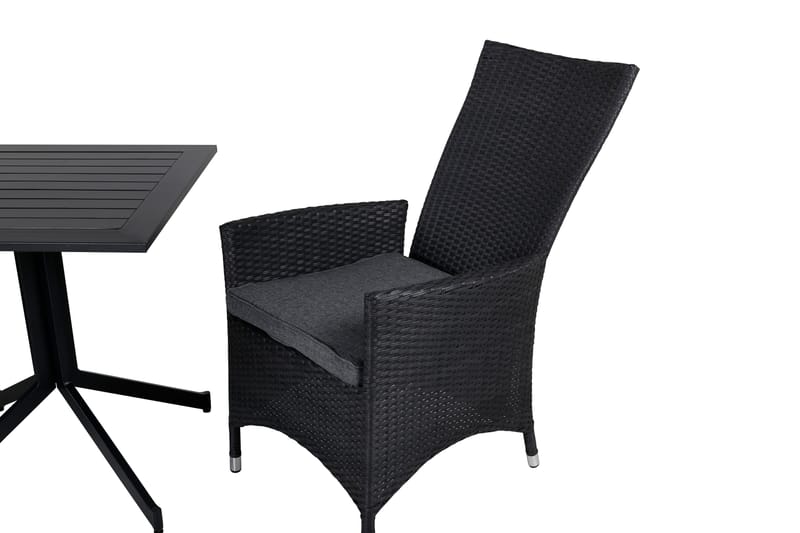 Way Matgrupp 70cm + 2 Padova Reclinerstolar - Svart/Grå - Utemöbler - Utegrupp - Matgrupp utomhus