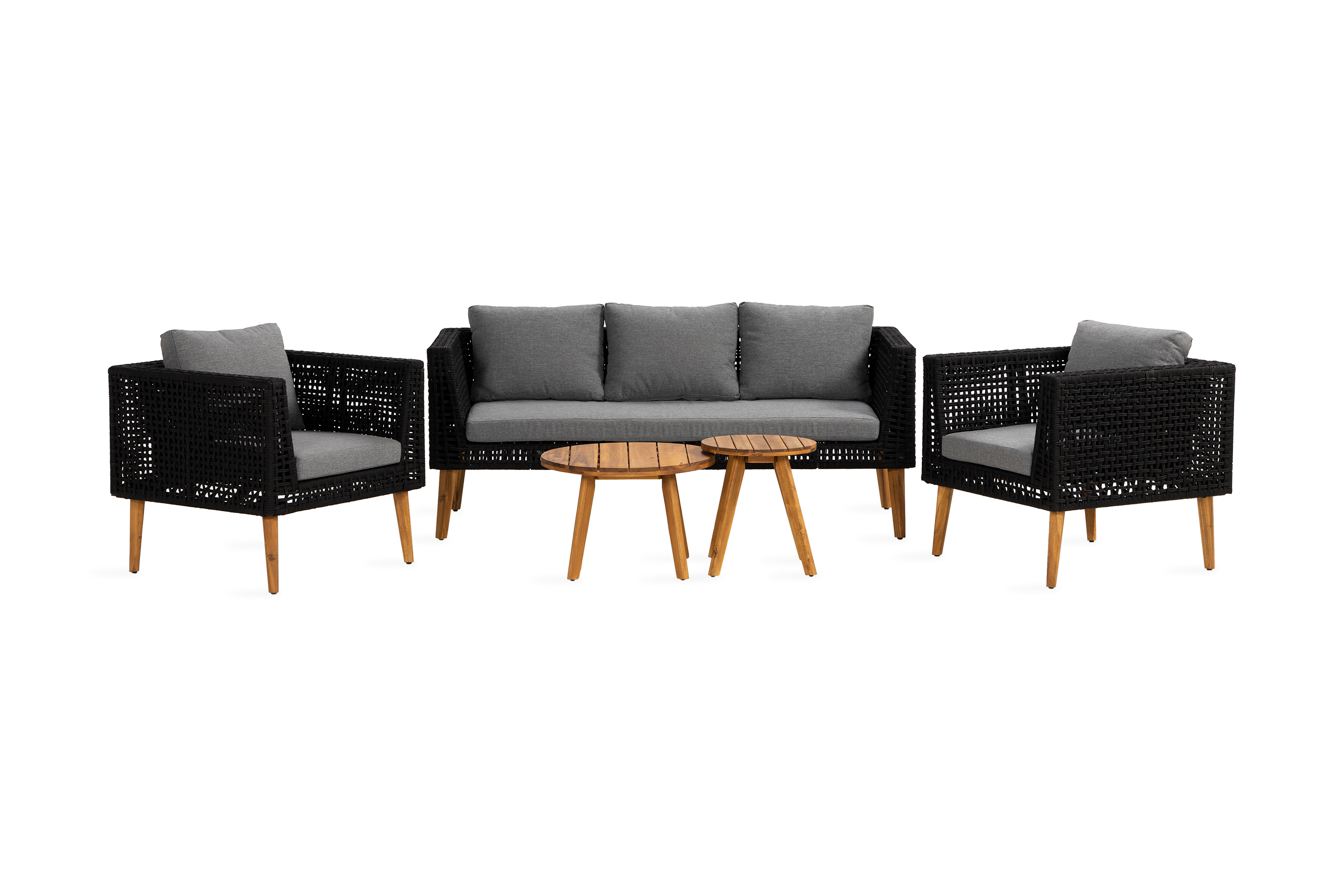 REA/Black Friday Esmeen Loungegrupp 5-sits - Akacia/Rep & Loungeset Svart Trä Comfort Garden