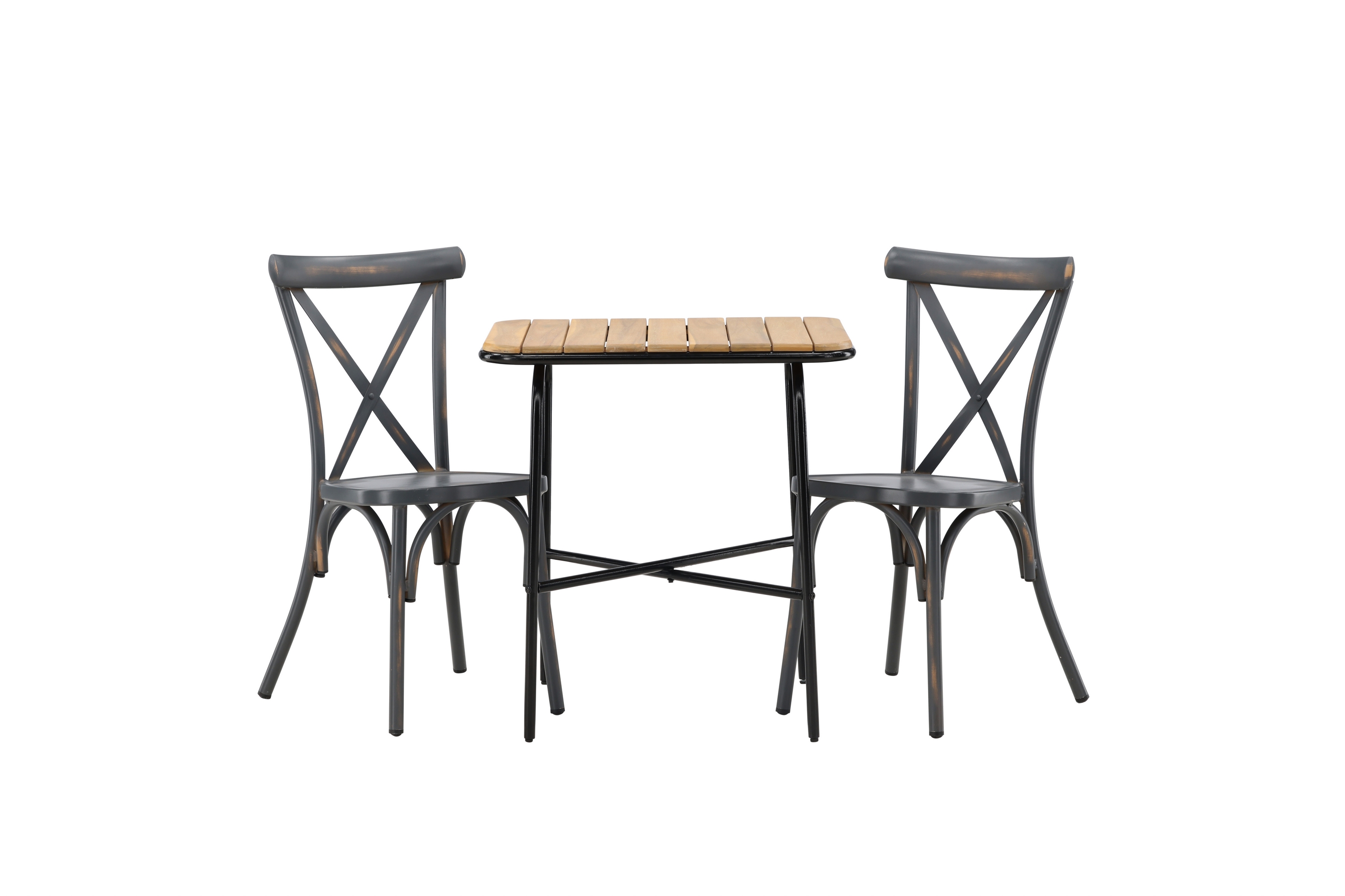 Holmbeck Caféset 70 cm + 2 st Tablas Matstolar Mörkgrå/Brun -