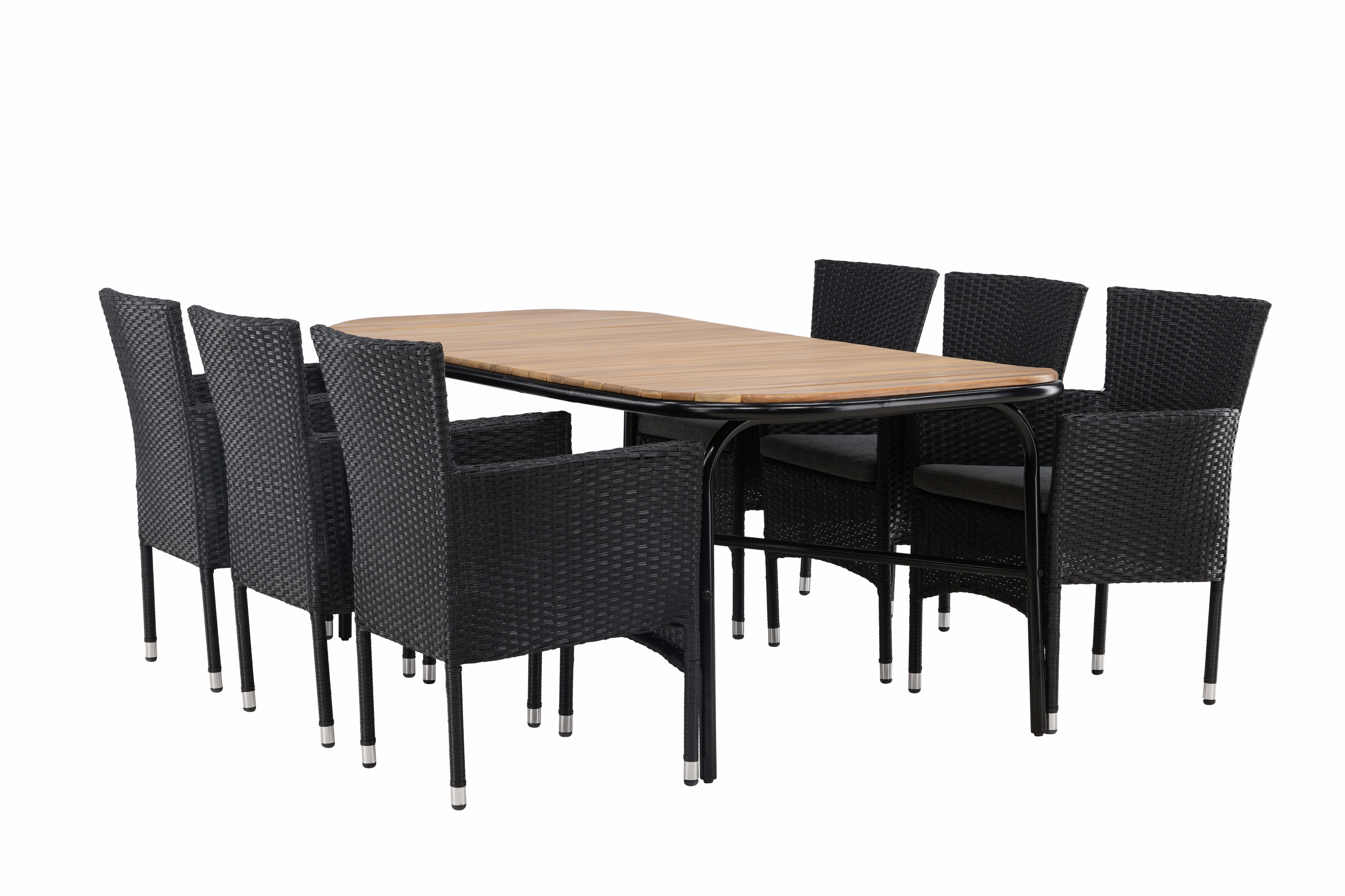 REA/Black Friday Holmbeck Matgrupp 200 cm + 6 st Malina Karmstolar Svart/Brun - utomhus Brun,Svart