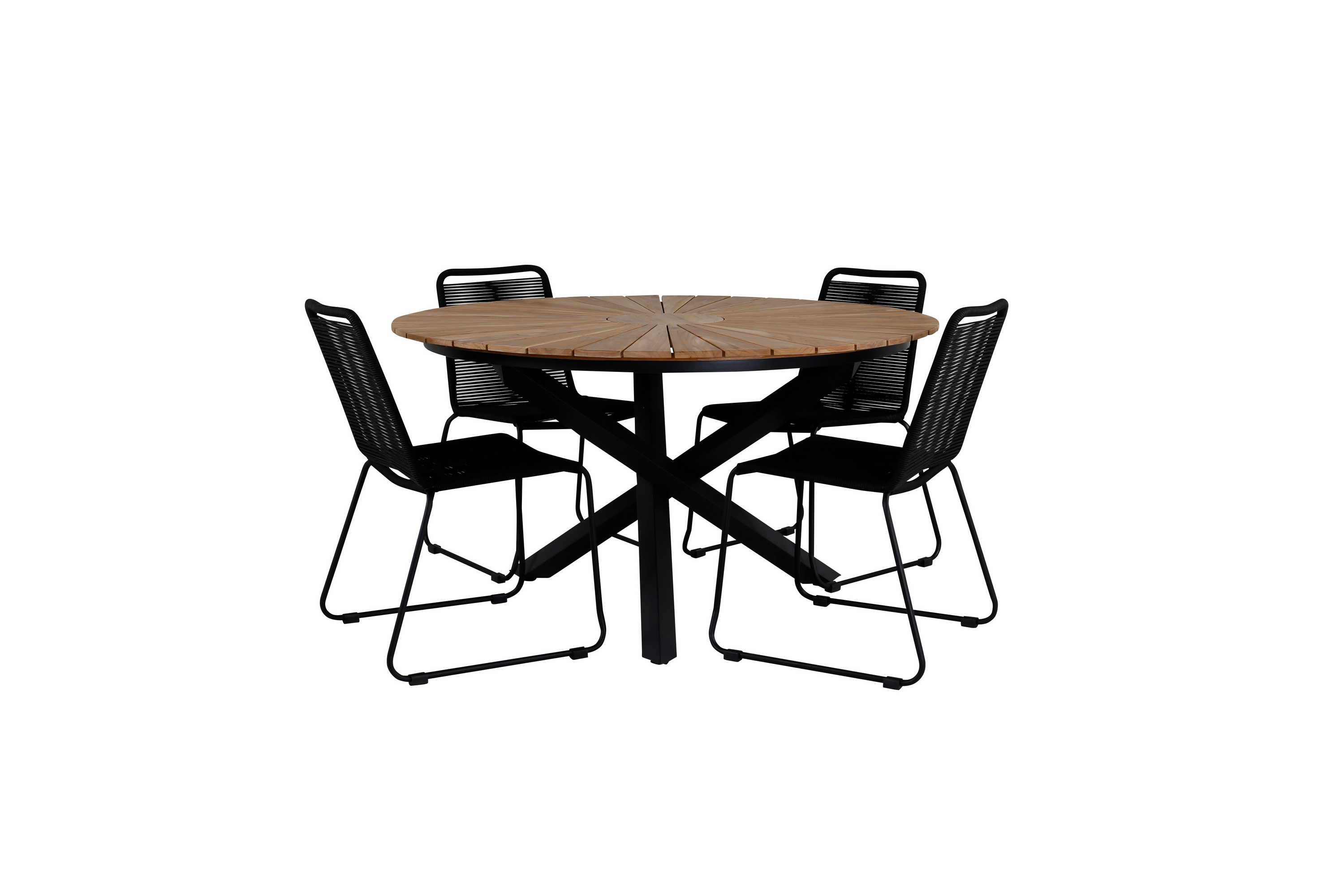 REA/Black Friday Mexico Matgrupp Rund Ø140cm + 4 Lindos Stolar Svart/Gul - Venture Home utomhus Brun,Svart