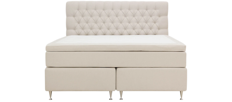 Hilton Lyx Komplett Sängpaket 180x200 cm Kontinentalsäng med knappad sänggavel, Ljusbeige