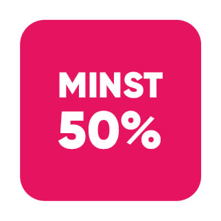 Minst 50% rabatt